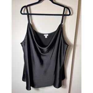 Ava & Viv 3X Black Satin Cowl Neck Adjustable Plus Size Cami Tank Top